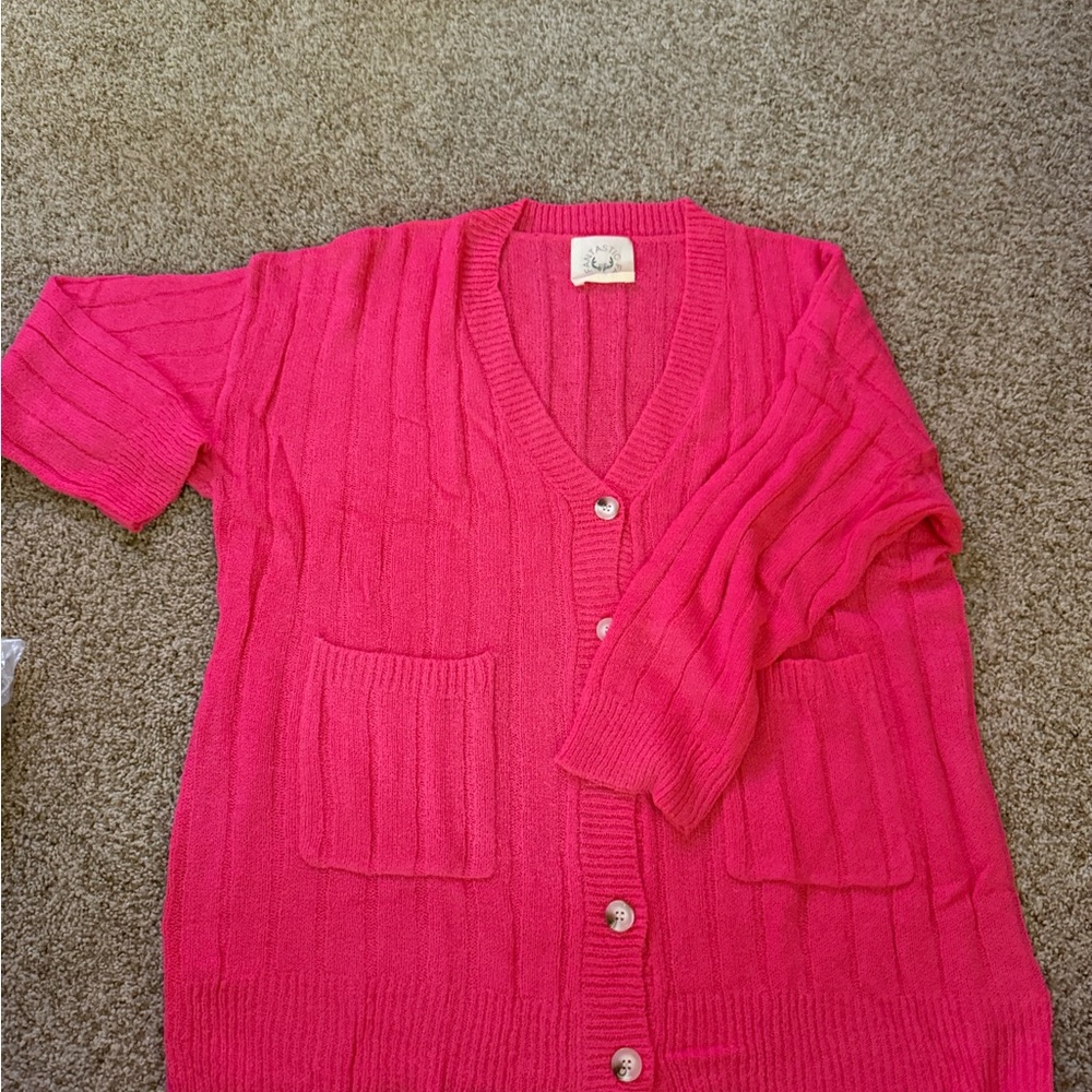 Fantastic Fawn Vibrant Pink Cardigan